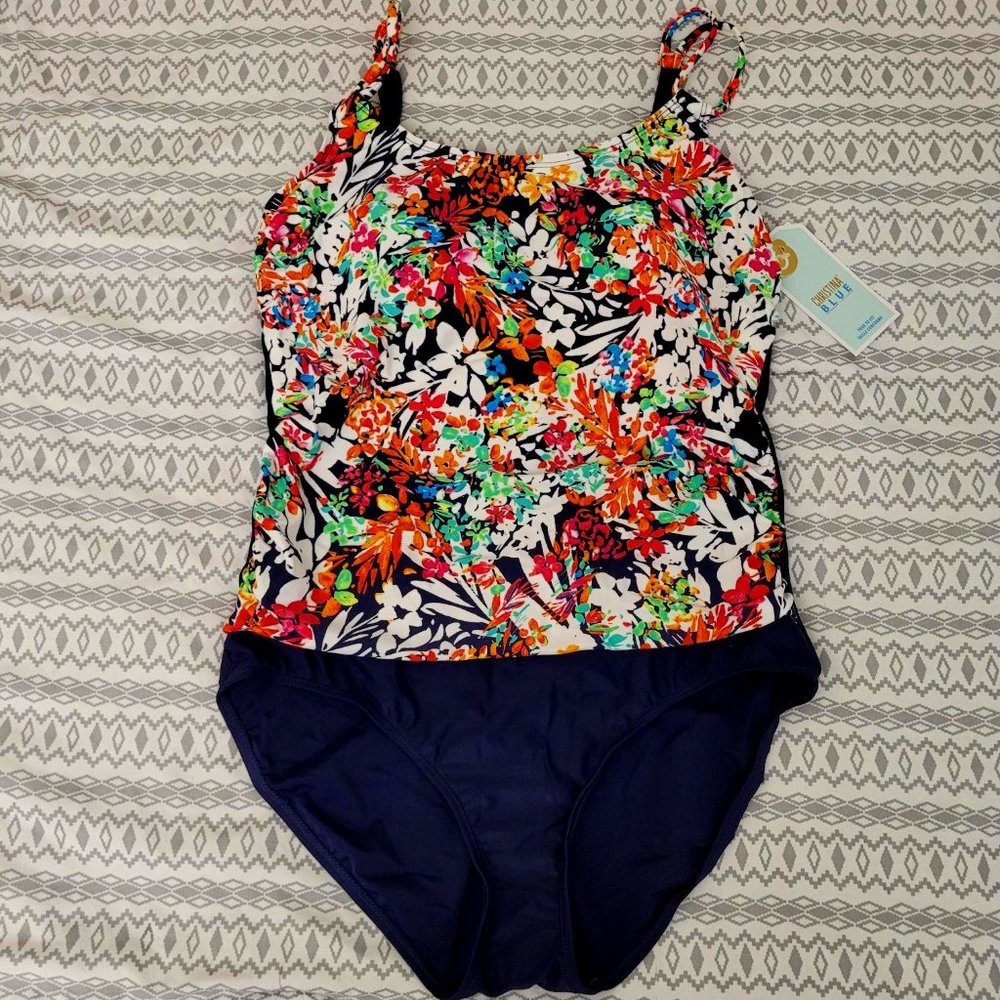 38. Christina Blue 1 piece with double spag D cup.  14D